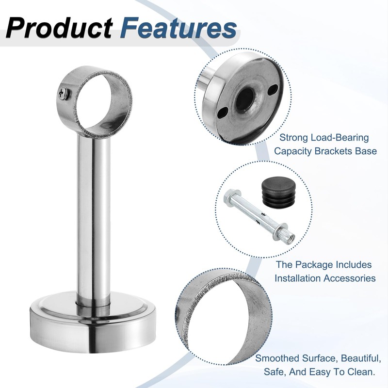 sourcing map 2Set Ceiling Mount Bracket Fit 1.26inch Pipe, Stainless