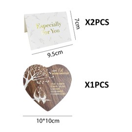 WUFGWBD 1 Heart-Shaped Hanging Tag And 2 Cards, Wooden Crafts, Home Decoration Pendants, Couple Gifts, Gift Cards, Blessing Cards