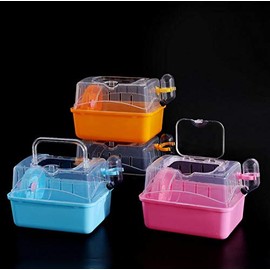 Misyue Portable Carrier Hamster Carry Case Cage with Water Bottle Travel&Outdoor for Hamster Small Animals (Blue)