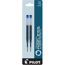 Pilot 61071 Ageless Repuesto, Tinta Gel, Mediano 0.7 mm, Estuche de 2 Piezas, color Azul