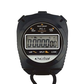 Schütt Stopwatch PC-1, Large Single-Line Display, Pressure Point Mechanism, Dust and Waterproof, Display and Sound Can Be Turned Off, Lap and Intermediate Time Measurement