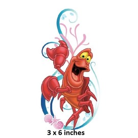 Generic 6"" Sebastian Crab Wall Decal Little Mermaid Peel and Stick Vinyl Sticker Princess Girls Room Decoration Removable Home Decor Self Adhesive Art 3 x 6 Inches