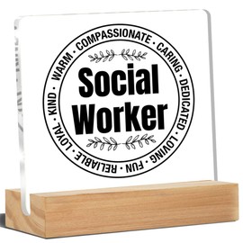 Social Worker Gifts, Social Worker Desk Decor Acrylic Desk Plaque Sign Home Office Decoration 4 x 4 Inches