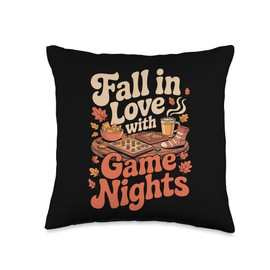 Fall in Love with Game Nights Autumn Board Game Vibes Throw Pillow