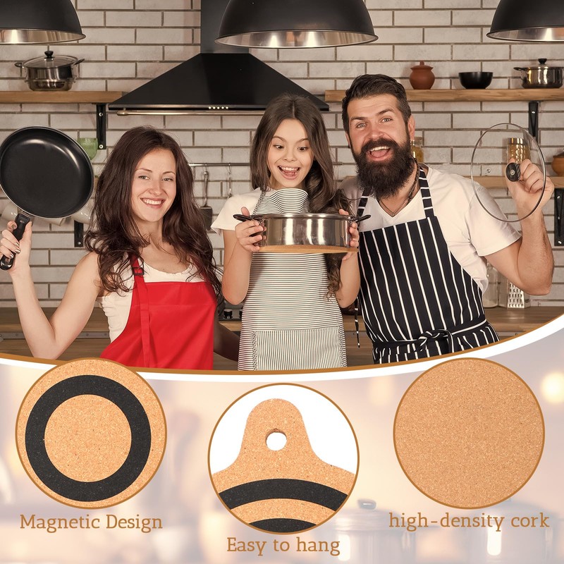 Meanplan 4 Pack Magnet Cork Trivet Magnetic Pot Holders for
