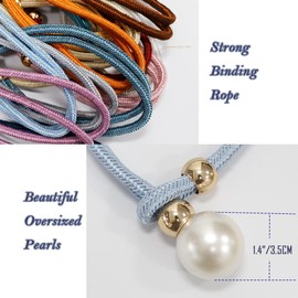 Turbokey Tie Backs for Curtains, 2pcs Curtain Holdbacks Adjustable with Pearls, Curtain Tie Band European Style Convenient Drape Tie Backs with Fasten Ring No Tools Required for Home Holiday (Coffee)