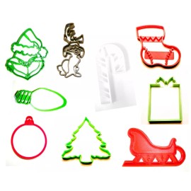 AJT HOW THE GRINCH STOLE CHRISTMAS DR SEUSS MOVIE SET OF 9 COOKIE CUTTER USA PR1119