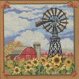 Mill Hill Windmill Beaded Counted Cross Stitch Kit 2025 Buttons & Beads Autumn MH142523, Multicolor, 5.25 x 5.25 Inches