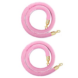 LVYIHAN 2 Pack Velvet Stanchion Rope Pink, 4 Ft Crowd Control Ropes Barrier with Gold Hooks, Hanging VIP Rope for Party Decoration