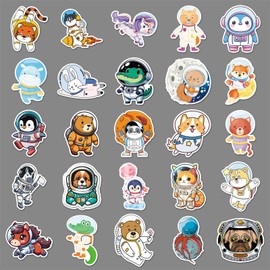 Pack of 50 Astronaut Stickers Pack Astronaut Sticker Set Waterproof Vinyl Stickers for Laptop Children Cars Motorcycle Bicycle Skateboard Luggage Suitcase Computer Sticker Graffiti Decal
