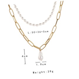 Beavorty Retro Style Pearl Clavicle Chain Baroque Necklace Set Alloy Necklace for Women Jewelry Accessory