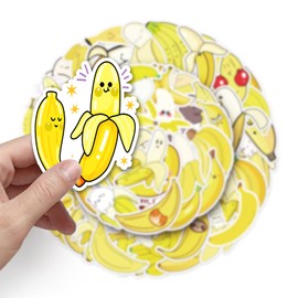 Banana Stickers for Laptop(50 Pcs),Gift for Kids Teens Adults Girl,Yellow Banana Waterproof Stickers for Water Bottle,Vinyl Stickers for Scrapbook,Journal,Dairy,Skateboard