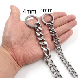 Heavy Duty Stainless Steel Dog Choke Collar, Cuban Link Chain Dog Training Collar, Chew Proof Dog Slip Collar, Dog Chain Collar for Small, Medium and Large Dogs (1/6 inch (4mm), 24 inch / 60cm)