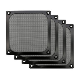 Parrillas de filtro de ventilador de computadora de 120 mm con tornillos, malla de aluminio ultrafina, color negro, paquete de 4