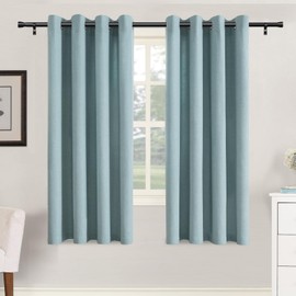 H.VERSAILTEX Soft Faux Linen Texured Curtains 63 Inch Length 2 Panels for Living Room, Light Filtering with Grommet Netural Window Treatments for Nursery/Bedroom 52 x 63 Inch,Heather Aqua