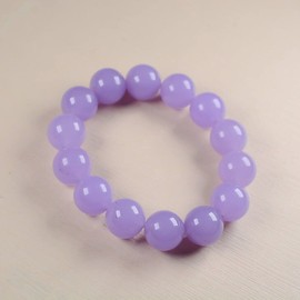 YIGEDAN 14mm Purple Violet Jade Strand Bracelet for Soul Healing and Balance
