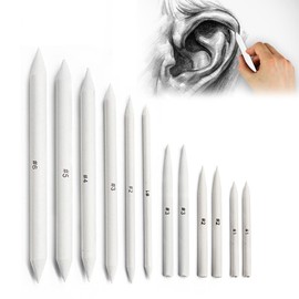 12 Pcs Blending Stumps and Tortillions, Paper Art Blenders, Drawing Pencils Art Blending Pencils Tools, for Artists Student Sketch Drawing Tools, Drawing Supplies(Gray White)