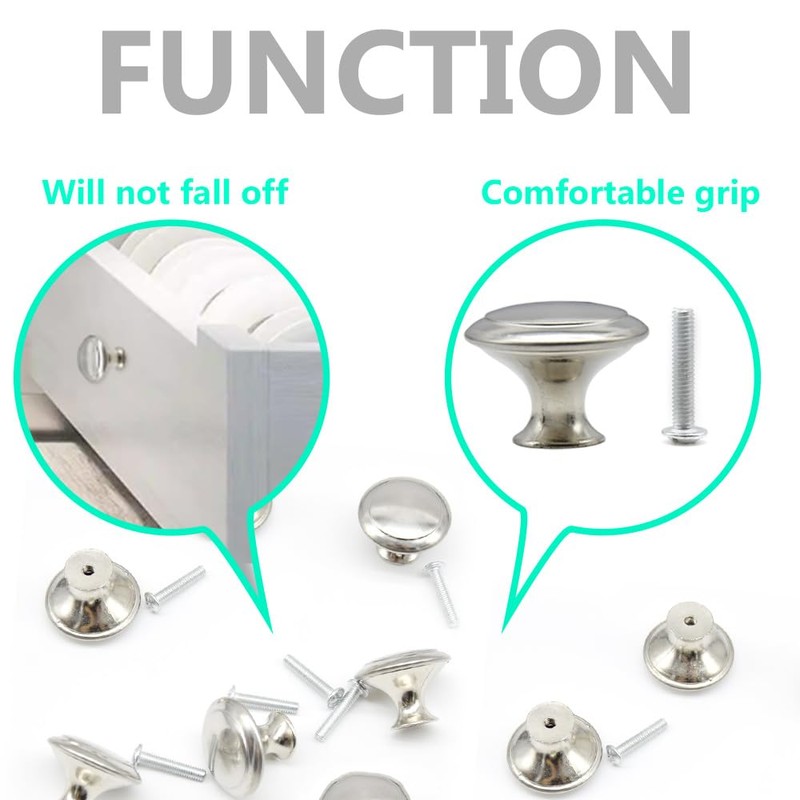 Ruidee 12 PCS Round Drawer Cupboard Handle 30mm Mushroom Shape