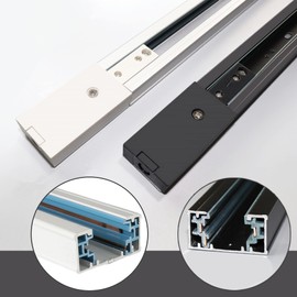 H Track Lighting Rails Kit 120V 3.3FT 3-Wire H Type Single Circuit with End Caps and Live End Feed Connector, Mounting Hardware (White)