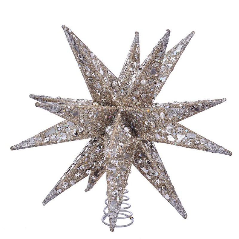 Kurt S. Adler 12" Champagne and Silver Glitter Moravian Star