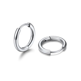 U7 Men's Hoop Earrings, Surgical Stainless Steel, Hypoallergenic, Small, Cool, Simple Accessory, 8 mm