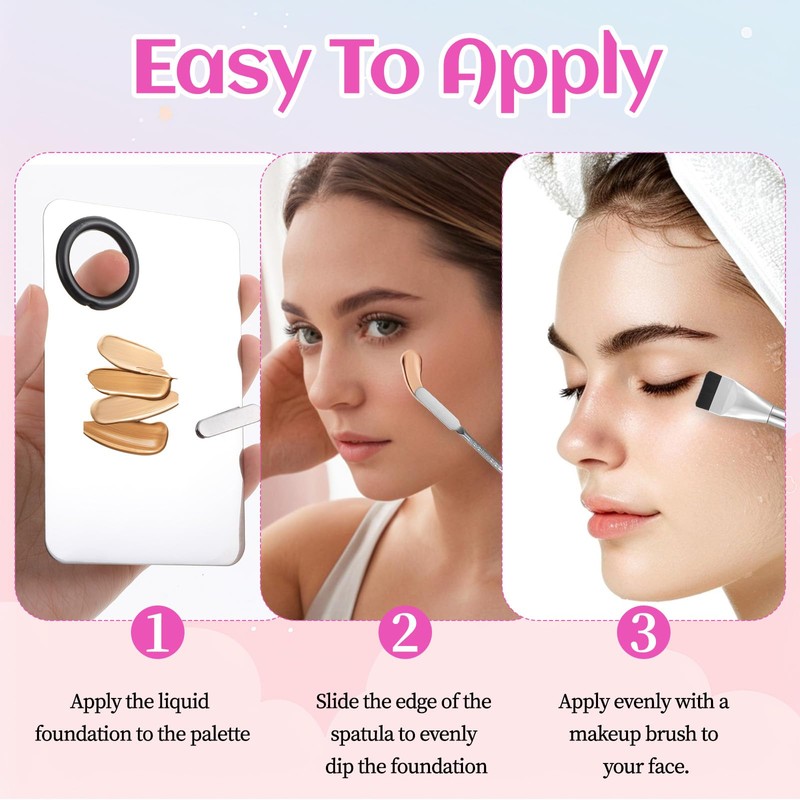 JJUNW Make Up Palette, 3-Piece Stainless Steel Make Up Mixing