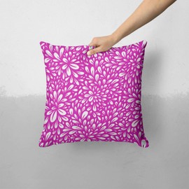 iiRov Hot Pink & White Floral Sprout - Custom Decorative Home Decor Indoor or Outdoor Throw Pillow Cover for Sofa, Bed or Couch Cushion (Pillow CASE Cover ONLY)