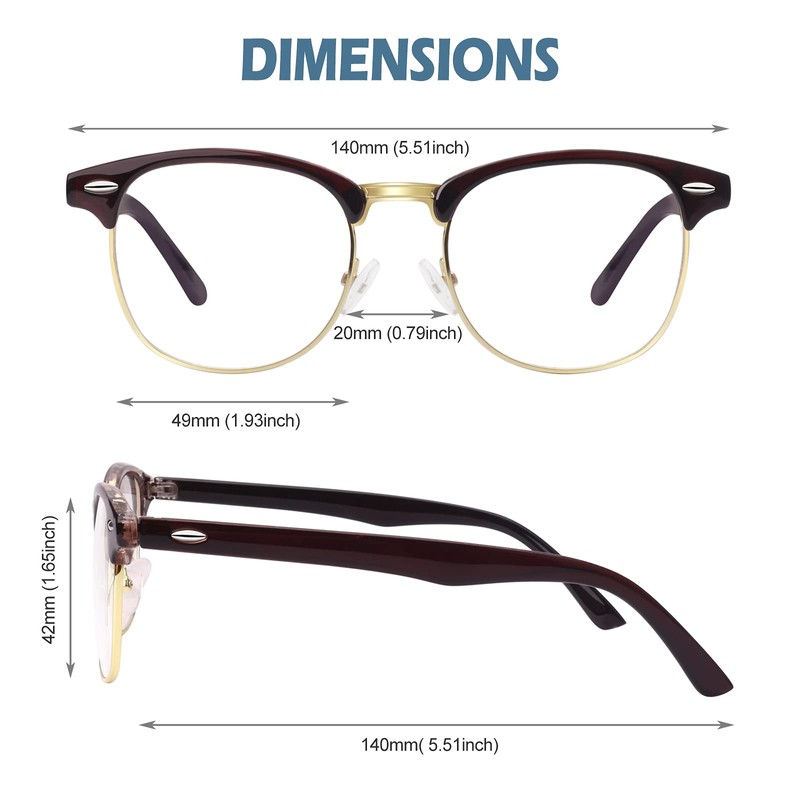 CHGID 50s Retro Nerd Glasses, Horn-Rimmed Clubmaster Style Rockabilly Geek