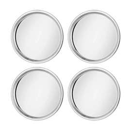 Ahimsa Stainless Steel Plates for Kids, 9" Polished Non Divided Stainless Steel Plate, Pediatrician Designed & Non Toxic, Unbreakable, Dishwasher Safe, Set of 4 Classic Silver