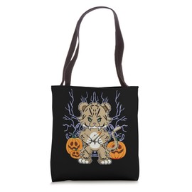 Siberian Tiger Anime Cat Jack O Lantern Tote Bag