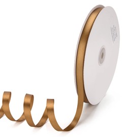 IHKFILAN Satin Ribbon in Golden Brown (10 mm x 91.44 m) Matt Shiny Gift Ribbon, Elegant Ribbon for Decorating & Crafts, for Wrapping Special Gifts, for Weddings, Christenings