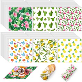 Reallnaive 960 Pcs Summer Theme Wax Paper Sheets 12 x 12 Inch Parchment Deli Tissue Paper Sandwich Wrapping Sheets Food Basket Liners for Kitchen Restaurant Baking Supplies, 6 Styles