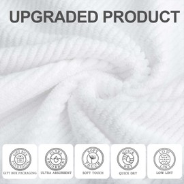 Luxury Bath Towels, Bath Towels Set of 4, Large 30" x 56" - 100% Cotton | Quick Dry | Light Weight | Thick | Soft | Absorbent, Luxury Shower Towels Sets for Bathroom, Christmas Towel Gift Set, White