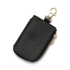 IL BISONTE Key Case, Leather, Genuine Cowhide Leather, Women's, Men's, Unisex, Zip Type, Black