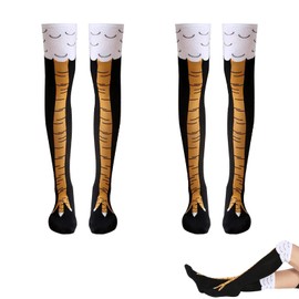 2 Pair Chicken Feet Socks Funny Chicken Legs Socks Funny Chicken Socks Women Womens Mens Knee-High Socks Funny Gifts Chicken Socks Cotton Knee Thigh High Socks Novelty Crazy Chicken Socks Novelty Sock