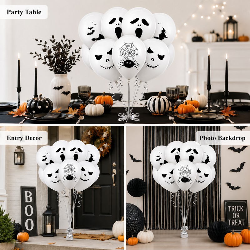 Halloween Ghost Balloons Set for Party Decoration – 12pcs Spooky