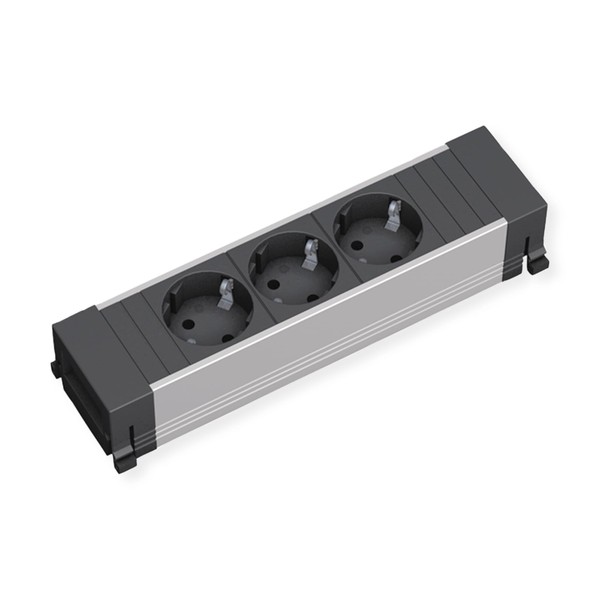 Bachmann POWERFRAME - 3xSchuko, Short, ALU Power strip, 221106 (ALU