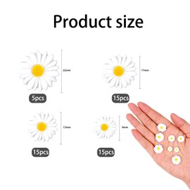 50Pcs Daisy Flower Resin Stickers, Sunflower & Daisy Designs Waterproof, Indoor/Outdoor Use Resin Wall Art Decals & Craft Charms for DIY Party Decorations Hair Accessories