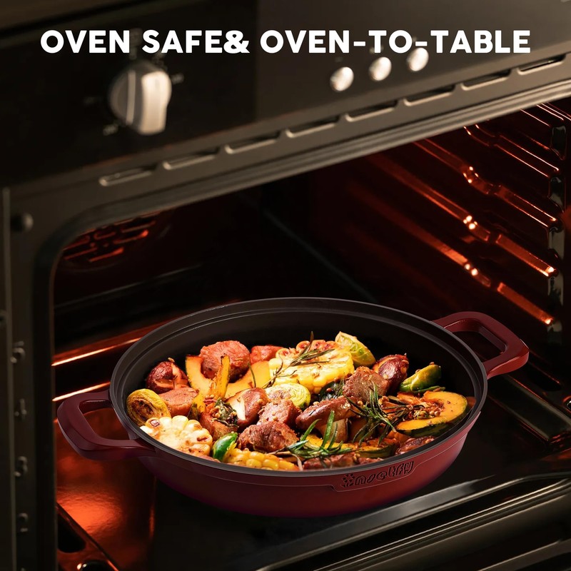 INSETFY Non-Stick Frying Pan/Skillet 11", 3QT Tagine Pan,Cast Aluminum Pans