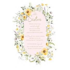 Cherry Orchard Sister Birthday Card with Pretty Floral Design and Loving Words