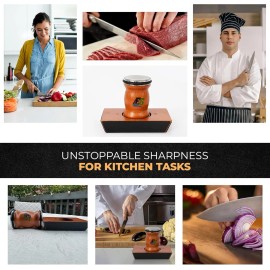 EVERGROVE Rolling Knife Sharpener Kit - Diamond-Coated Discs, Magnetic Angle Brown