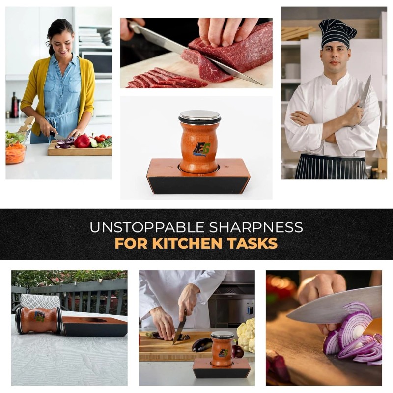 EVERGROVE Rolling Knife Sharpener Kit - Diamond-Coated Discs, Magnetic Angle