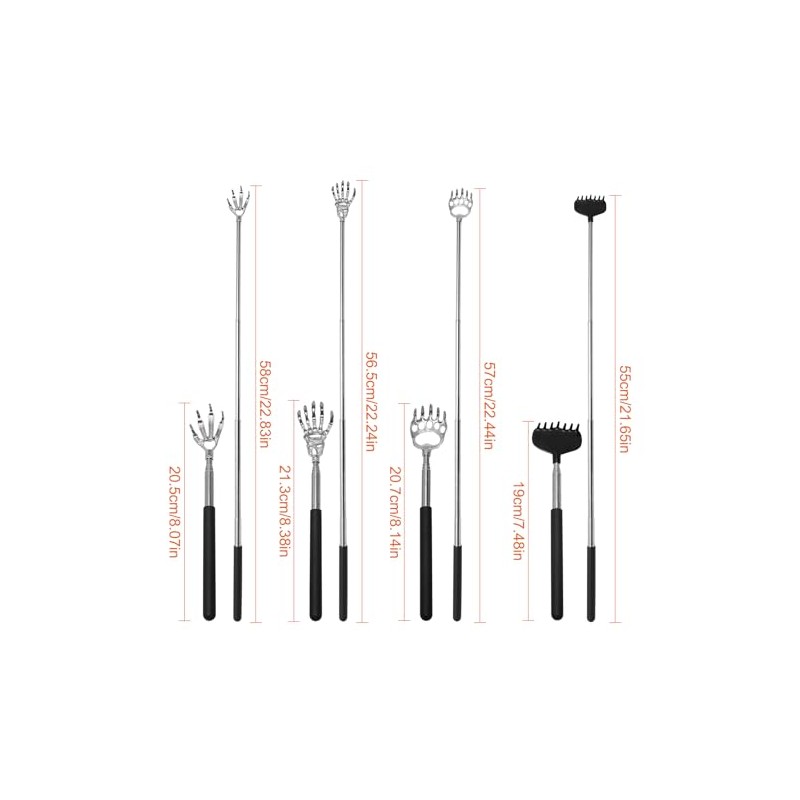 4 PCS Telescopic Back Scratcher, Extendable Back Scratcher with Rubber