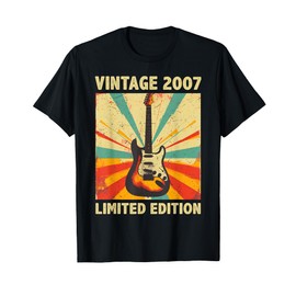 18 Years Old Gift Vintage 2007 Guitar Lover 18th Birthday T-Shirt