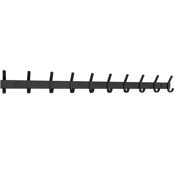 SAYONEYES Black Coat Rack Wall Mount with 10 Double Hooks for Hanging – 30 Inch SUS304 Stainless Steel Rustic Wall Coat Rack – Hat Rack, Hanger, Clothes, Jacket Hooks Wall Mount