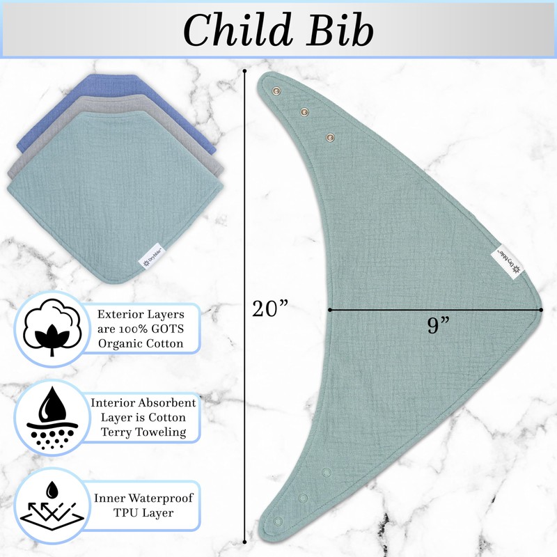 Drybble Bandana Bibs – Waterproof Lining Organic Cotton Drool Bib