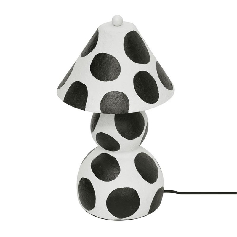 Pemberly Row Contemporary Black and White Papier Mache Table Lamp