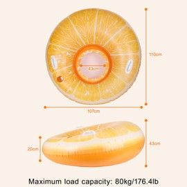 CYFIE Adult Inflatable Water Hammock, Pool Air Mattress, Sunbathing, Lounge Air Mattress with Drink Holder, Diameter 110 cm, Orange