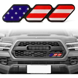 Grille Decor Badge, ABS Plastic Emblem with 3-Color Upgrade, Universal Compatible with Toyota 4Runner Tacoma Tundra and Other Mesh or Slotted Grille, Red - Color: USA-Red