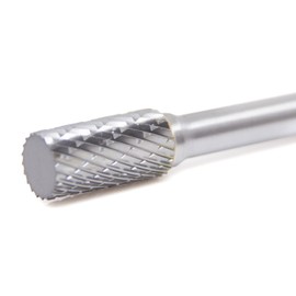 Benchmark Abrasives Cylindrical Shape Premium Double Cut Tungsten Carbide Burr for Metal Wood Welding High-Speed Die Grinders enclosed in Plastic Capsule 1/4" Shank (SA-3)